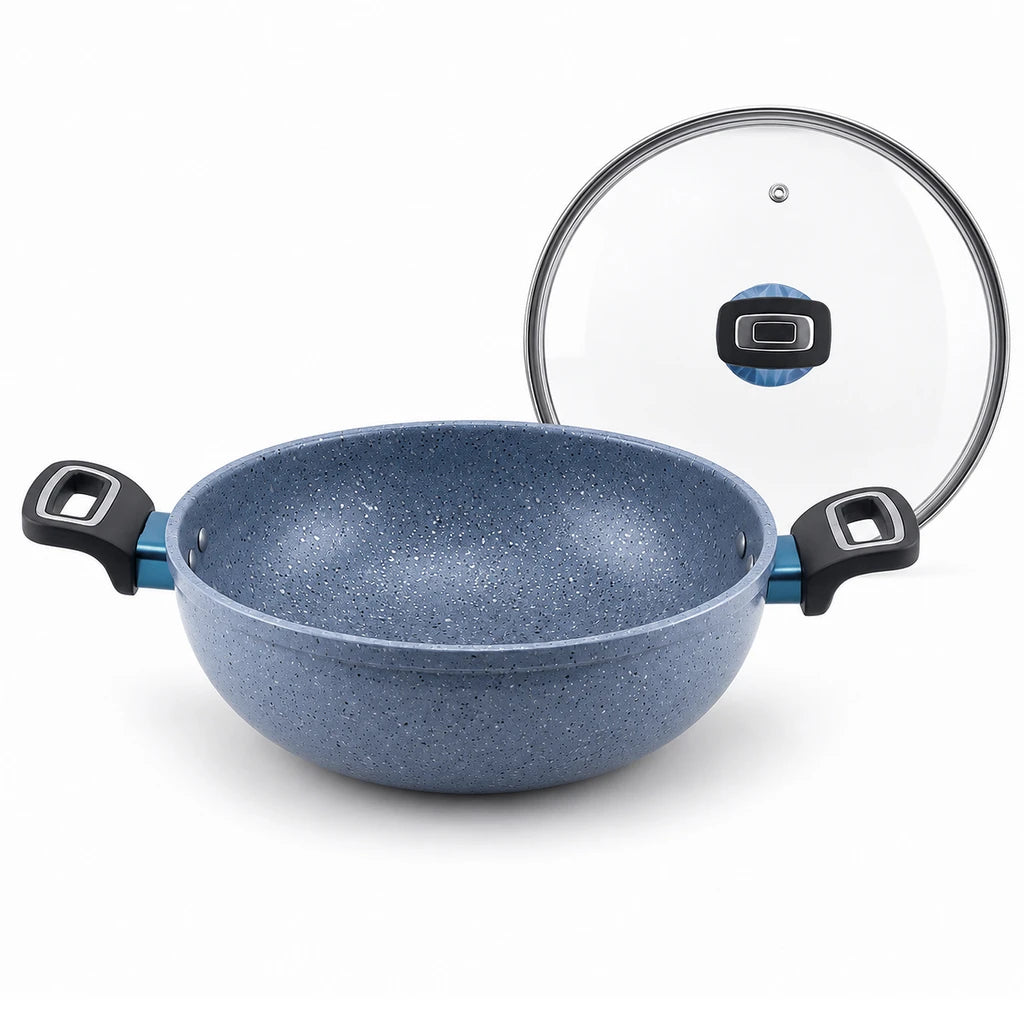 Prestige Lion 34 cm Non-Stick Induction Wok - Black, Grey & Green