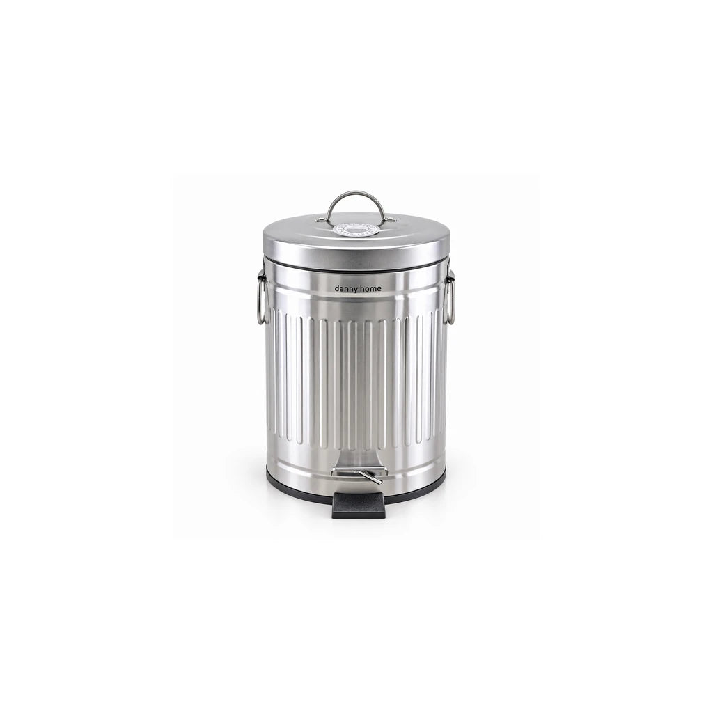 Danny Home Stainless Steel Silver Pedal-Push Dustbin – 5-Liter