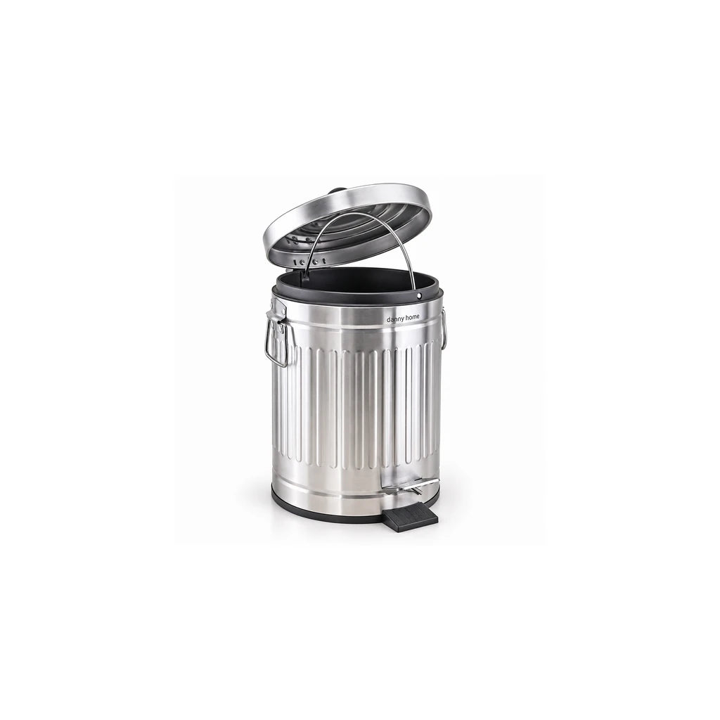 Danny Home Stainless Steel Silver Pedal-Push Dustbin – 5-Liter