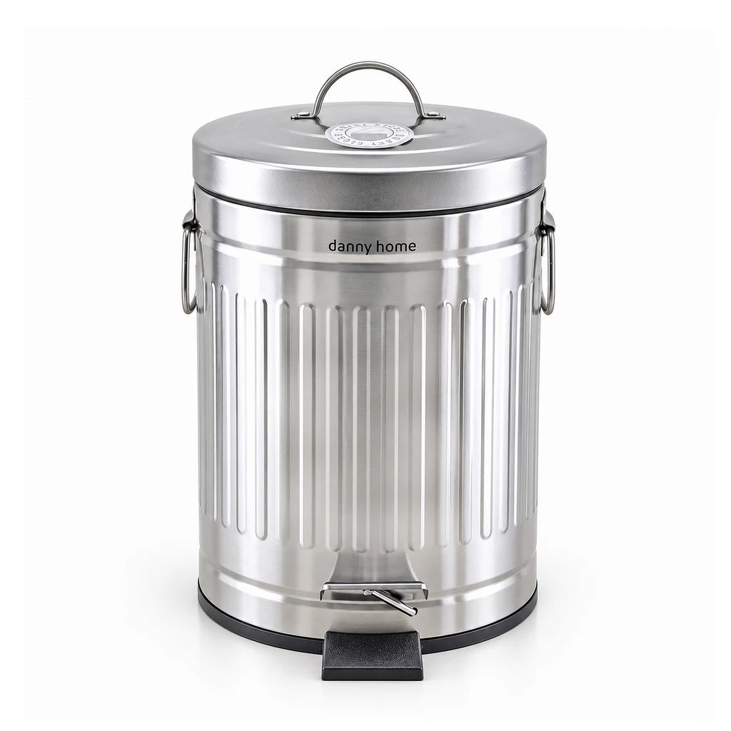 Danny Home Stainless Steel Silver Pedal-Push Dustbin –  12-Liter