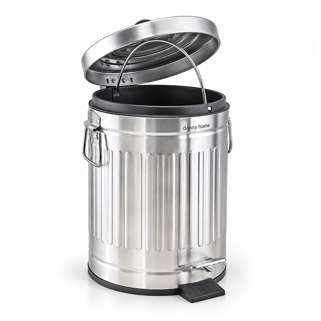 Danny Home Stainless Steel Silver Pedal-Push Dustbin –  12-Liter