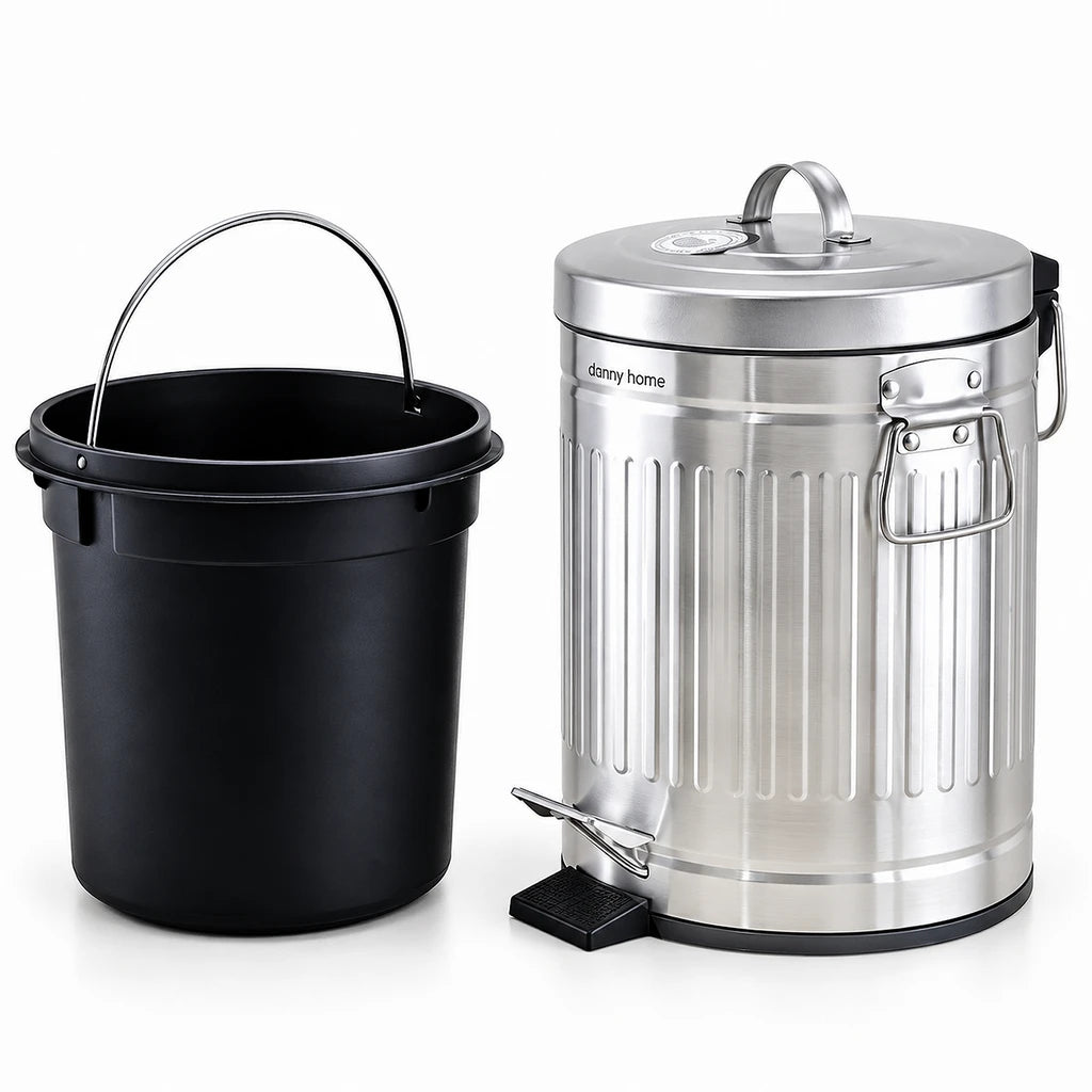 Danny Home Stainless Steel Silver Pedal-Push Dustbin –  12-Liter