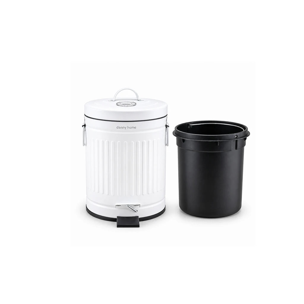 Danny Home Pedal-Push Dustbin White - 5-Liter
