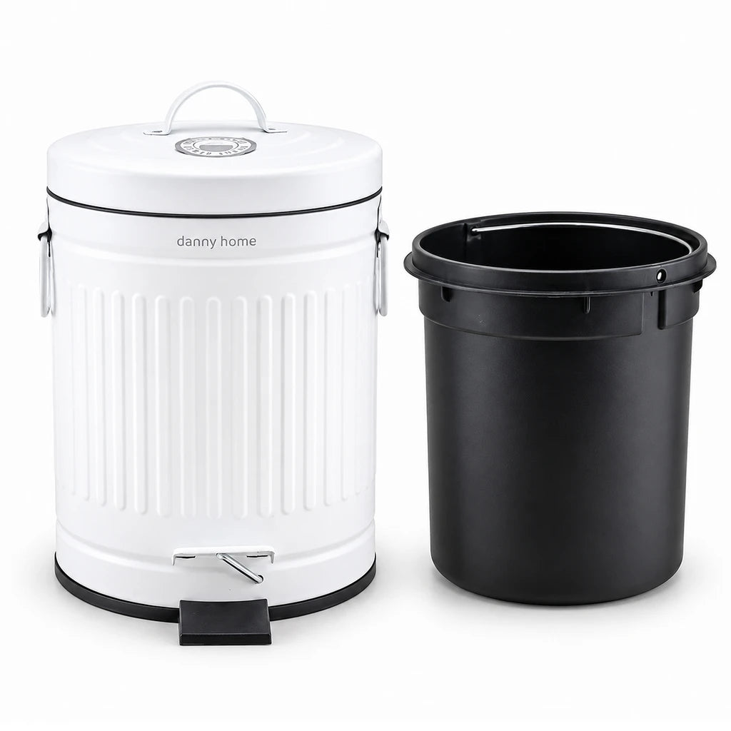 Danny Home Pedal-Push Dustbin White - 12-Liter
