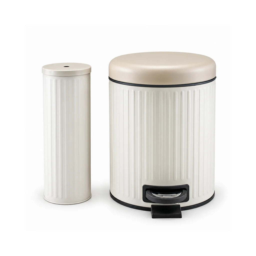 Danny Home 5-Litre Pedal-Push Dustbin With Toilet Brush - Beige