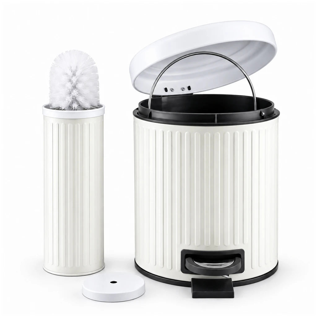Danny Home 5-Litre Pedal-Push Dustbin With Toilet Brush - White