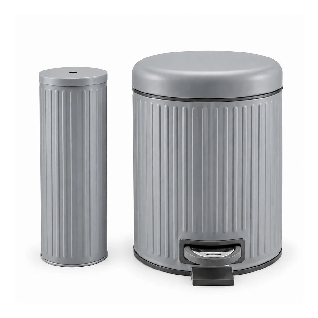 Danny Home 5-Litre Pedal-Push Dustbin With Toilet Brush - Grey
