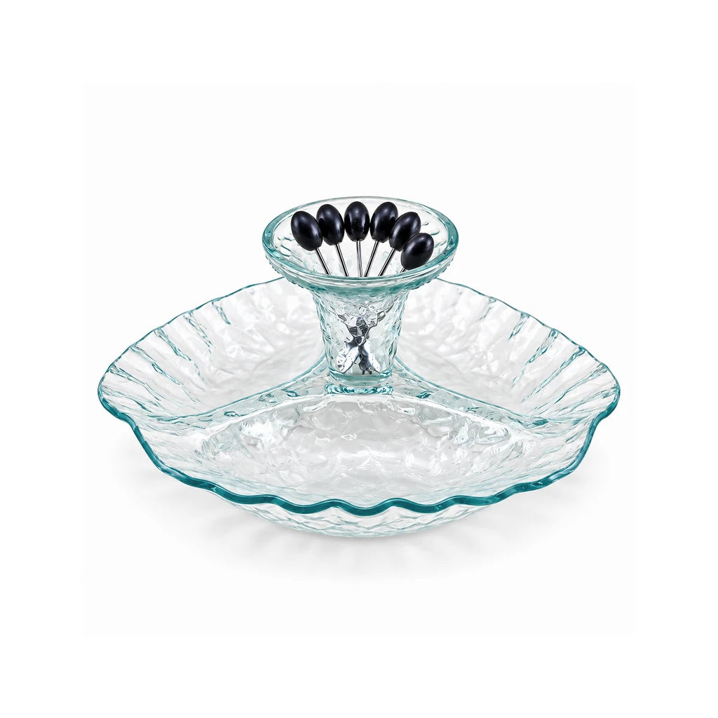 Danny Home 3-Section Glass Serving Dish with Centre Bowl