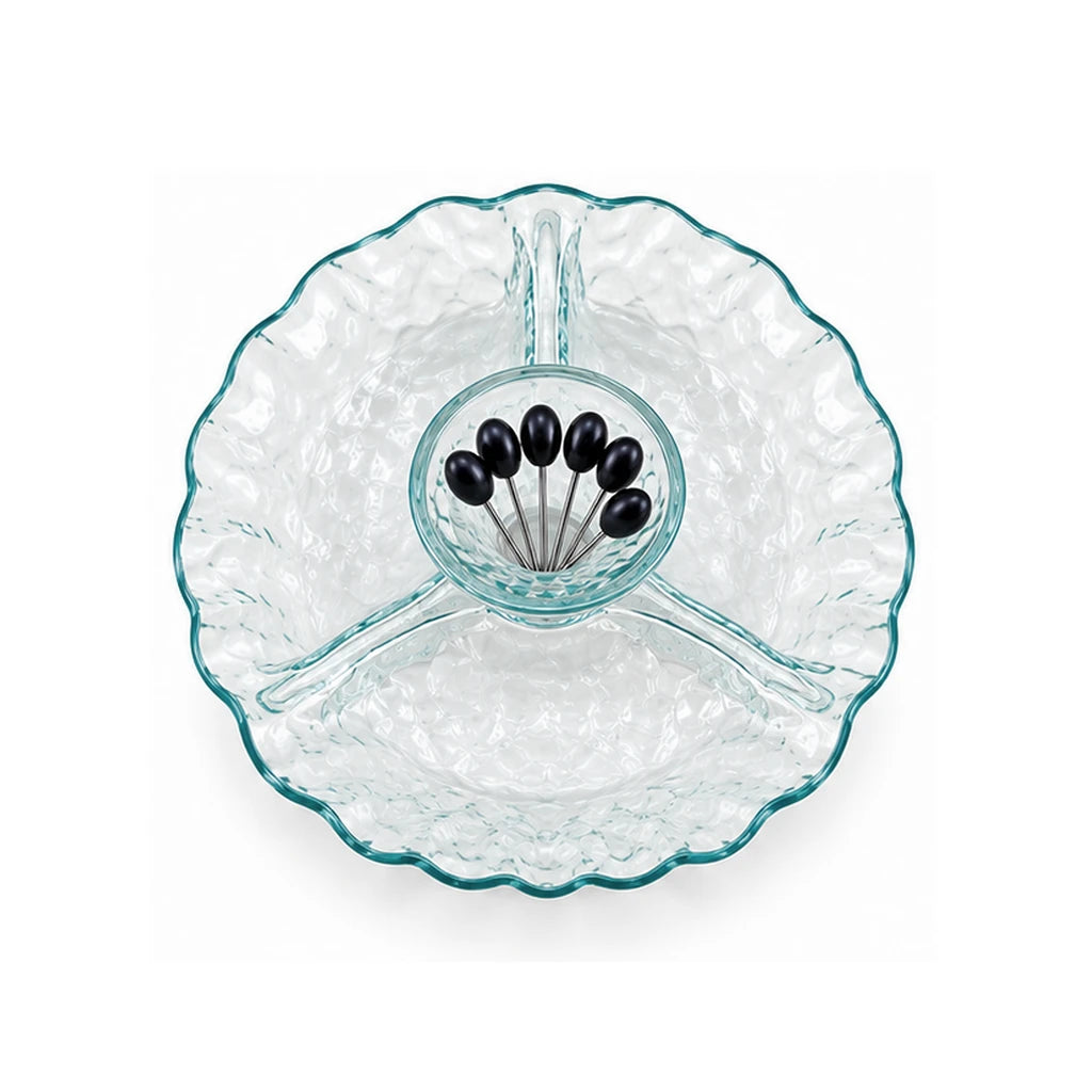 Danny Home 3-Section Glass Serving Dish with Centre Bowl