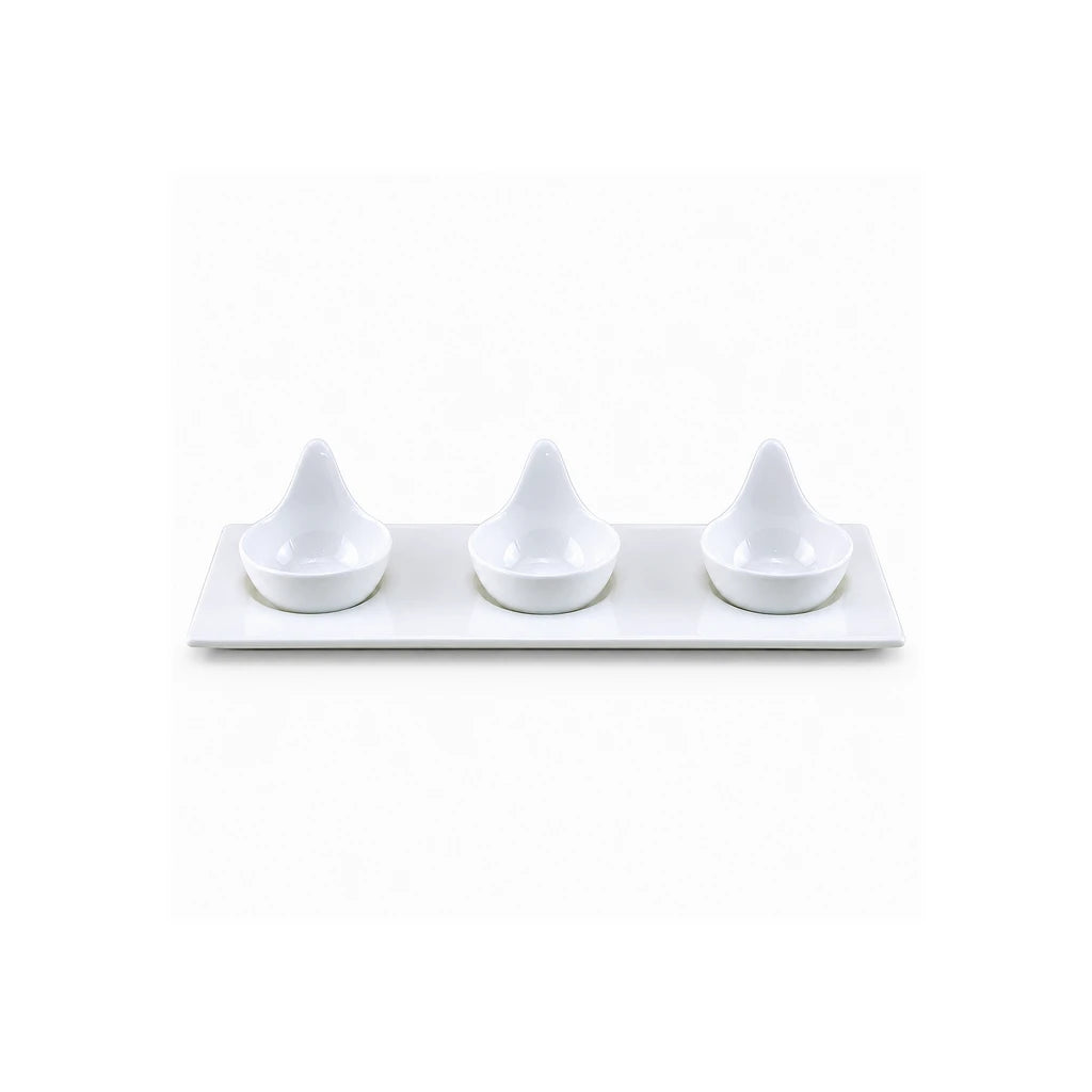 Danny Home 4-Piece Ceramic Caviar Set – White (3 Caviars + 1 Holder)