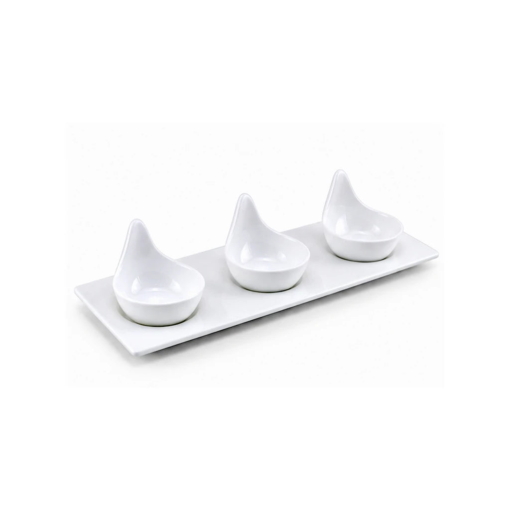 Danny Home 4-Piece Ceramic Caviar Set – White (3 Caviars + 1 Holder)