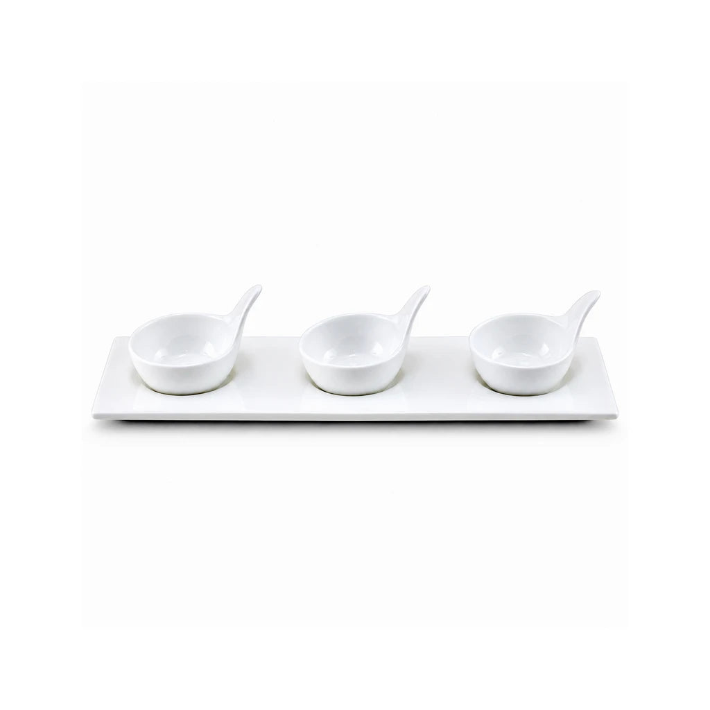 Danny Home 4-Piece Ceramic Caviar Set – White (3 Caviars + 1 Holder)