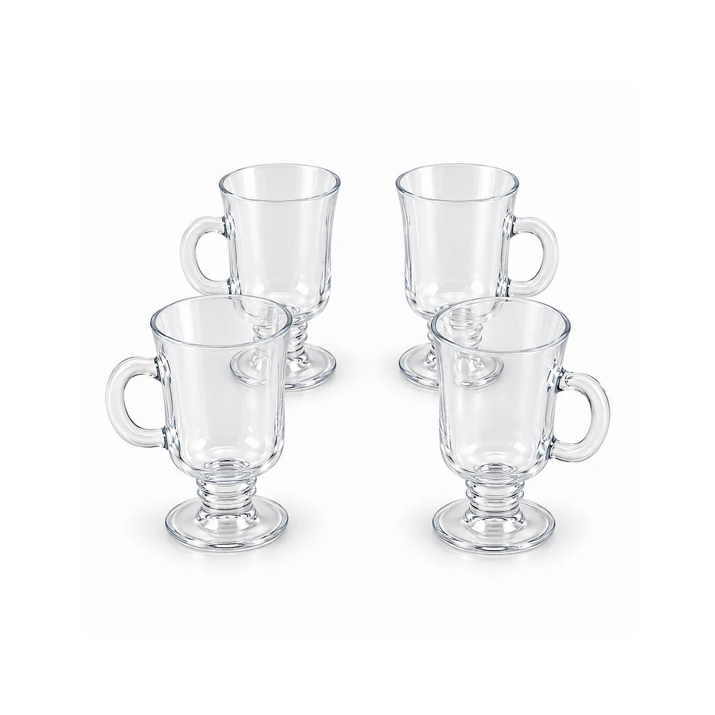 Danny Home 4-Piece Glass Tumbler Set – Clear (4 Tumblers with Handles)