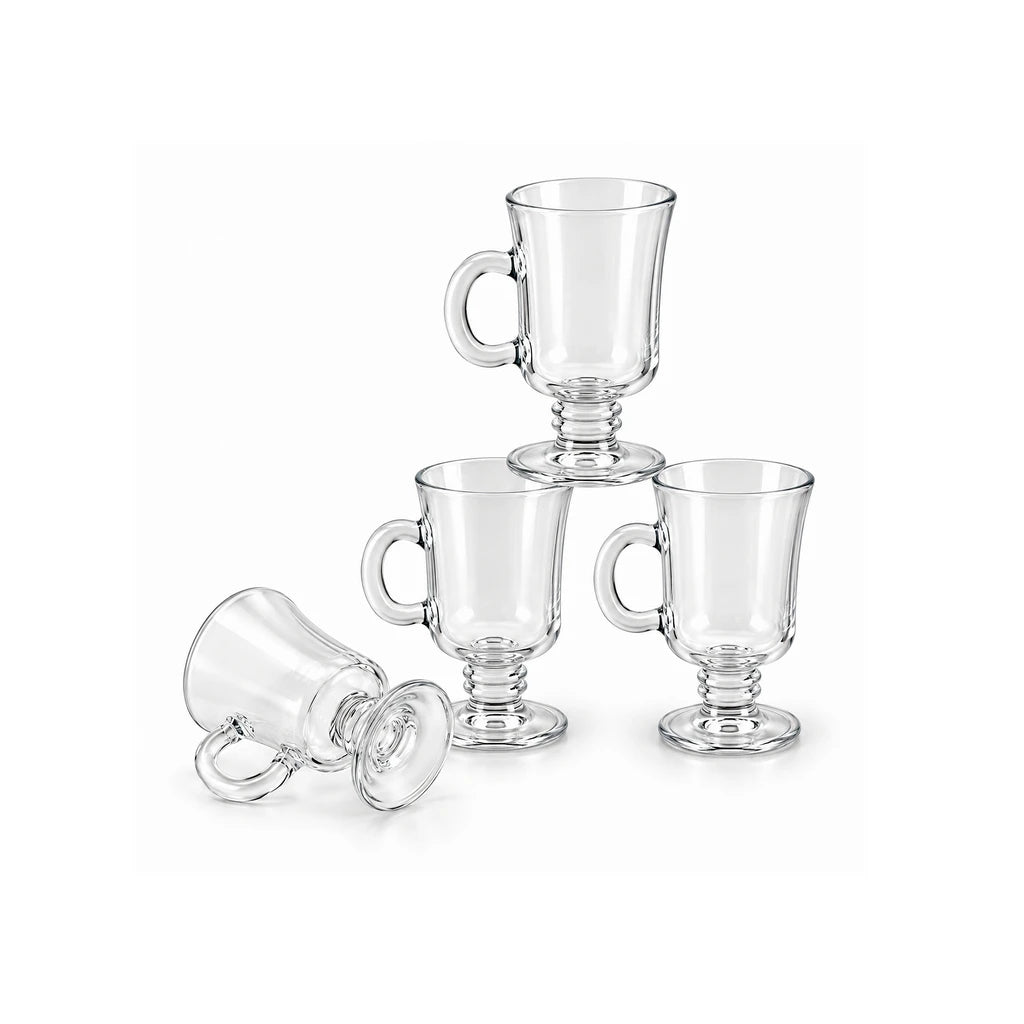 Danny Home 4-Piece Glass Tumbler Set – Clear (4 Tumblers with Handles)