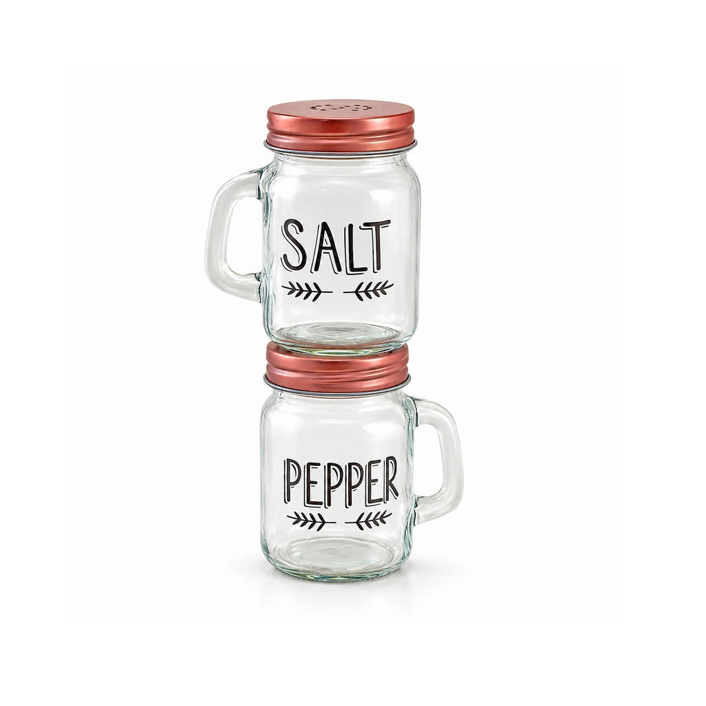 Danny Home Mason Jar Salt & Pepper Shaker Set – Clear Glass (2 Shakers)