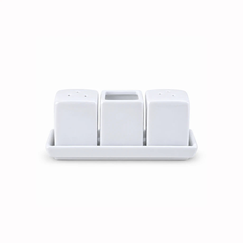 Danny Home 4-Piece Ceramic Salt & Pepper Set with Square Shakers