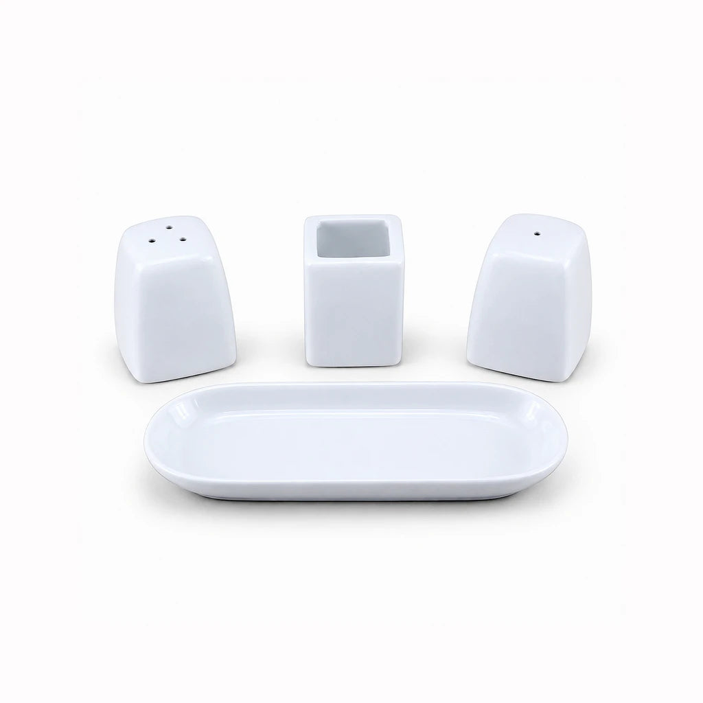 Danny Home 4-Piece Ceramic Salt & Pepper Set with Tapered Shakers