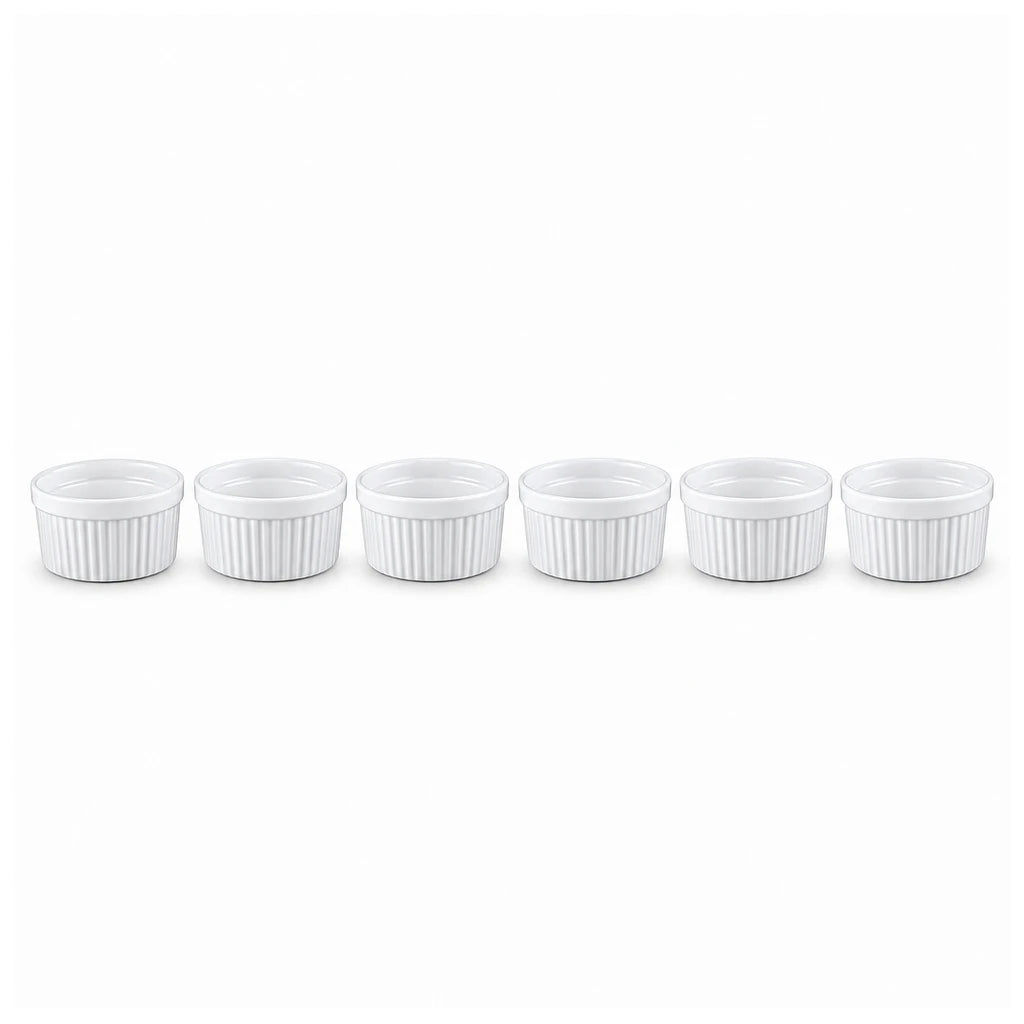 Danny Home 6-Piece White Porcelain Ramekin Set, 3.5-Inch