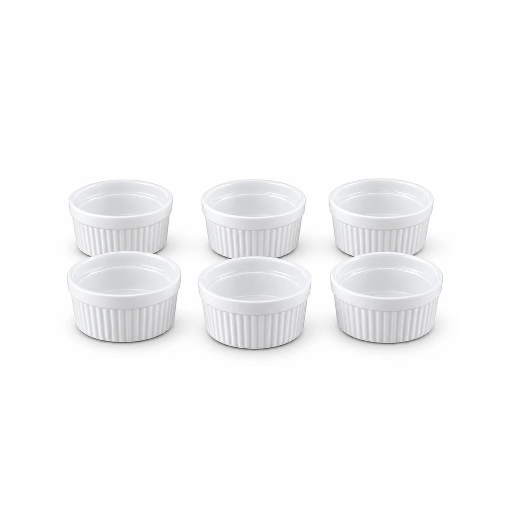 Danny Home 6-Piece White Porcelain Ramekin Set, 3.5-Inch