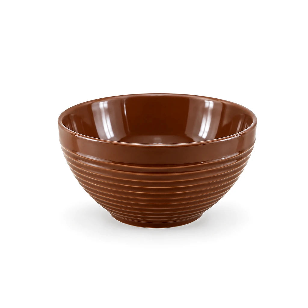 Danny Home 8-Inch Ribbed Porcelain Serving Bowl