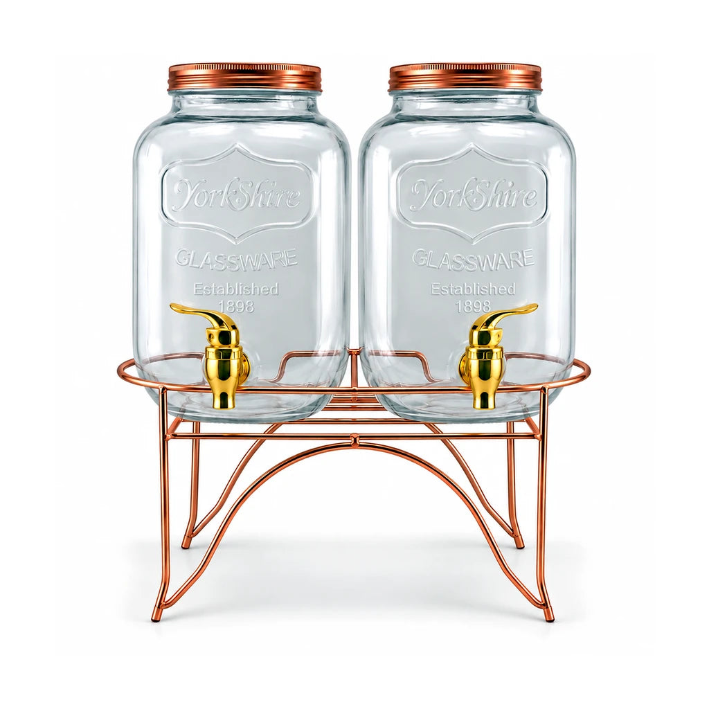 Danny Home Twin 4-Litre Glass Beverage Dispenser Set with Stand