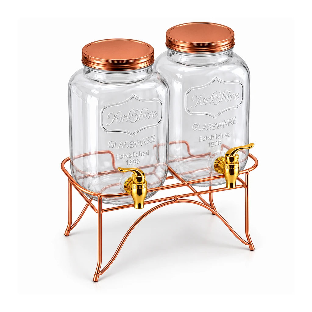 Danny Home Twin 4-Litre Glass Beverage Dispenser Set with Stand