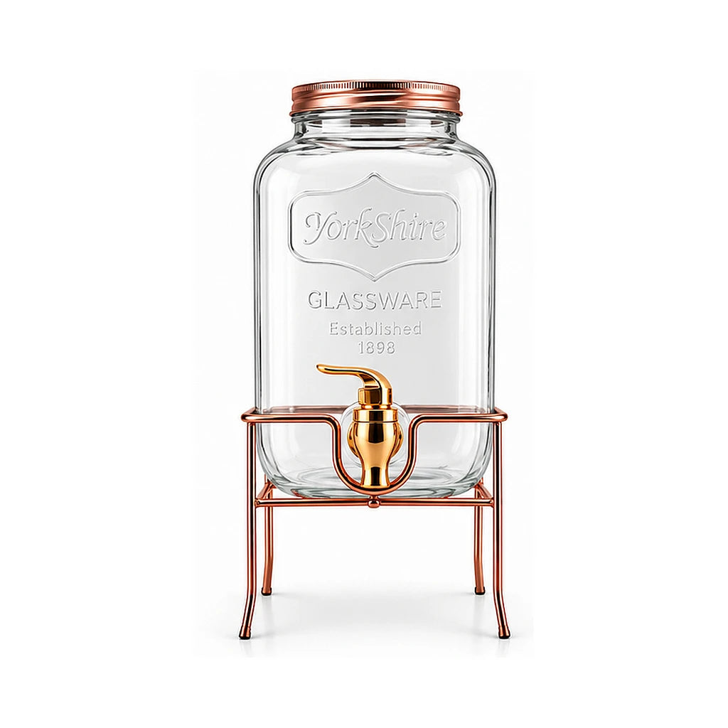 Danny Home 4-Litre Glass Beverage Dispenser with Copper-Coloured Stand