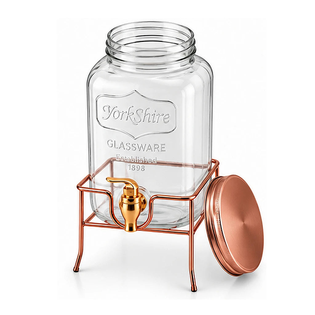 Danny Home 4-Litre Glass Beverage Dispenser with Copper-Coloured Stand