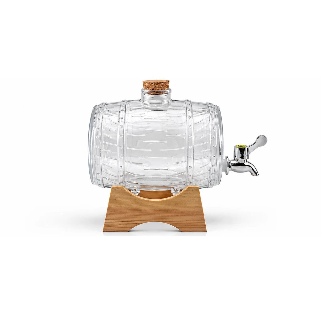 Danny Home Barrel-Shaped 2-Litre Glass Beverage Dispenser