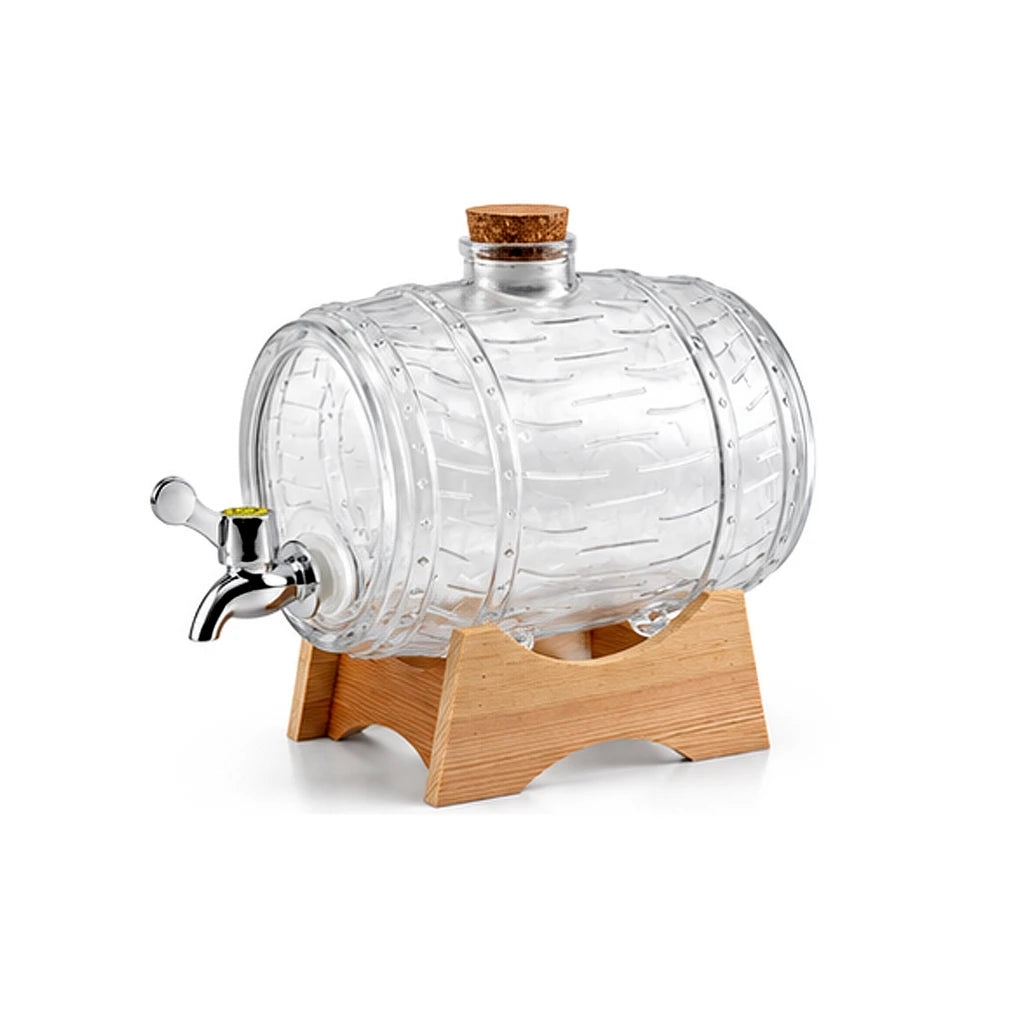 Danny Home Barrel-Shaped 2-Litre Glass Beverage Dispenser