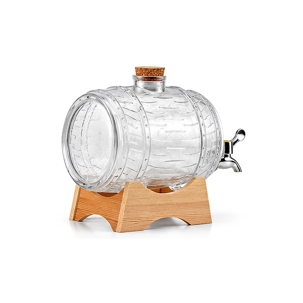 Danny Home Barrel-Shaped 2-Litre Glass Beverage Dispenser