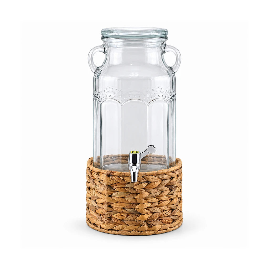 Danny Home 3.1-Litre Glass Beverage Dispenser with Woven Stand
