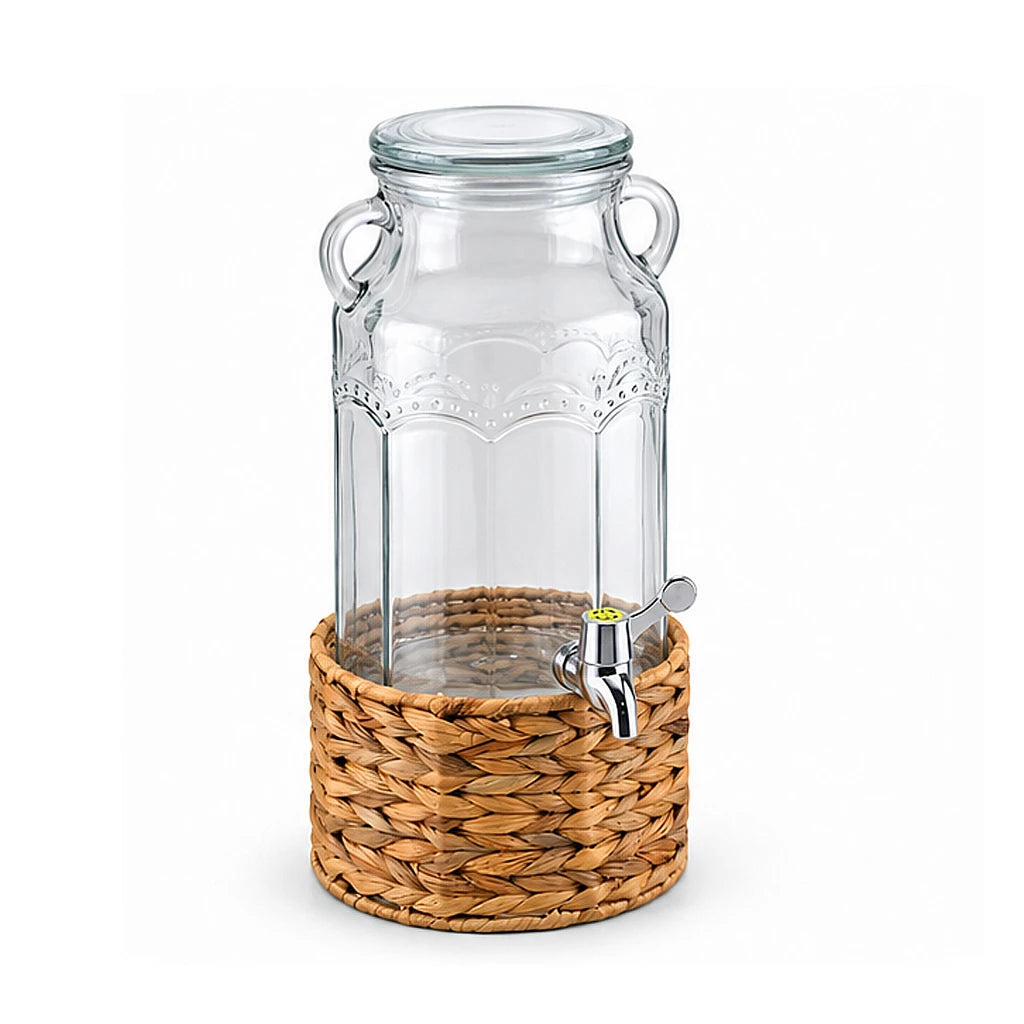 Danny Home 3.1-Litre Glass Beverage Dispenser with Woven Stand