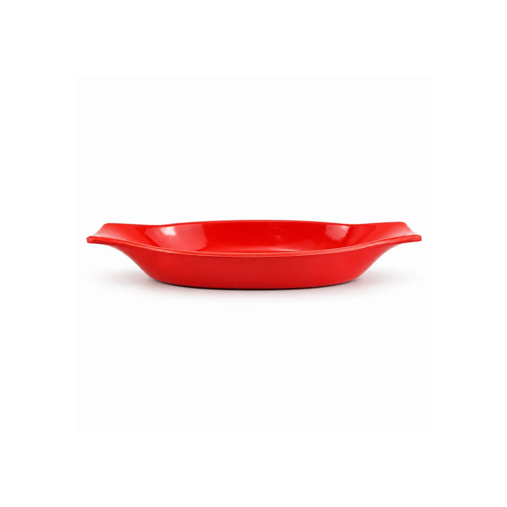 Blaze Casa 10-Inch Melamine Boat-Shaped Serving Dish - Red, Yellow & Black
