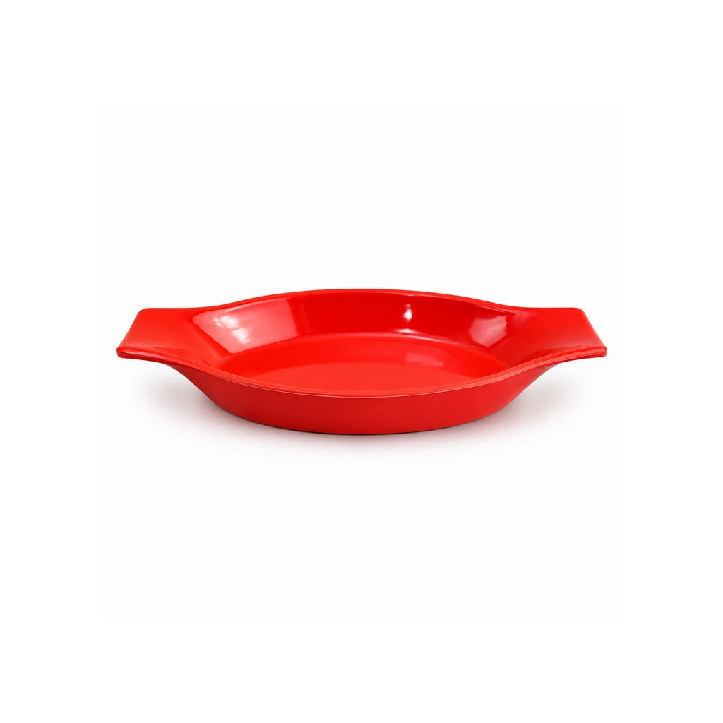 Blaze Casa 10-Inch Melamine Boat-Shaped Serving Dish - Red, Yellow & Black