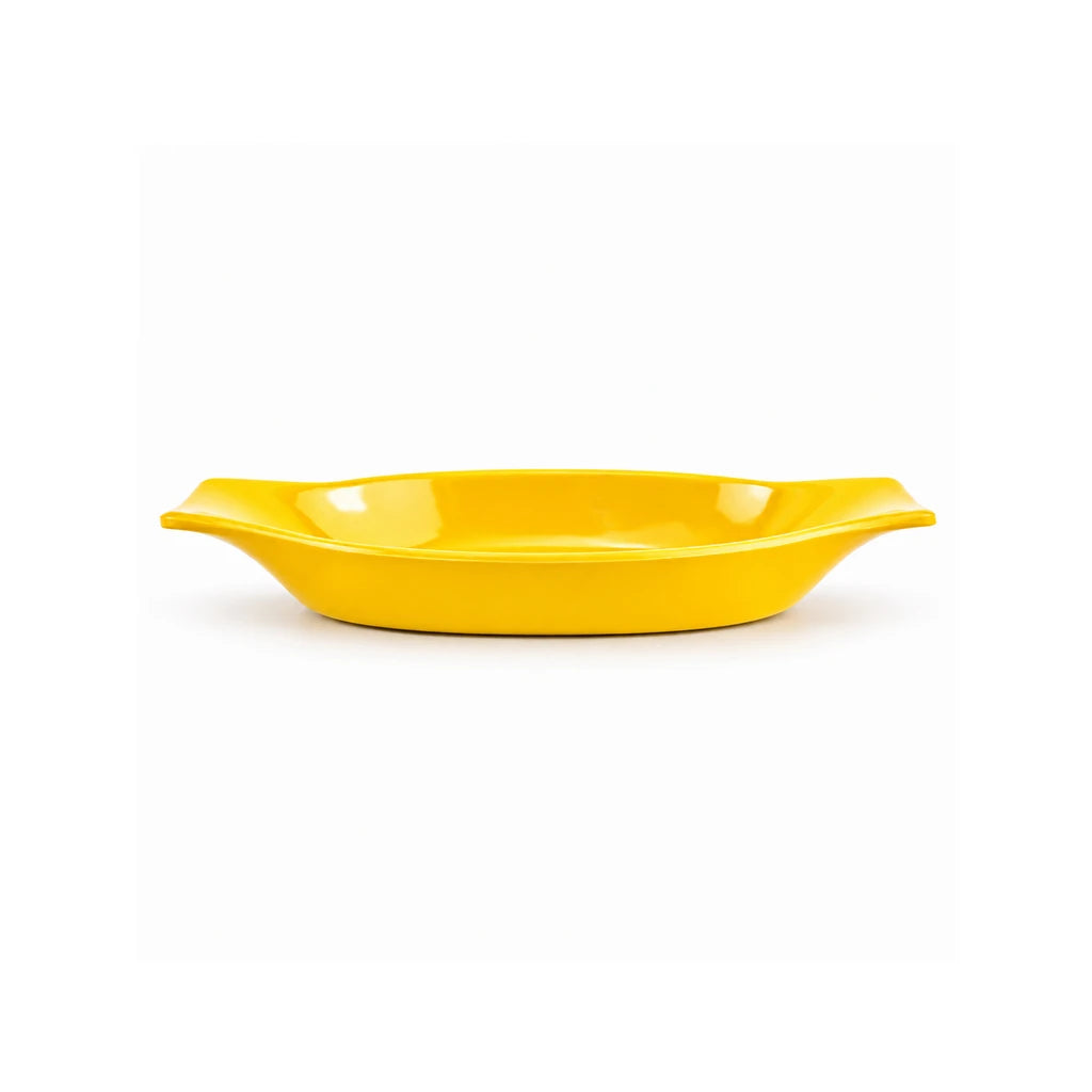 Blaze Casa 10-Inch Melamine Boat-Shaped Serving Dish - Red, Yellow & Black