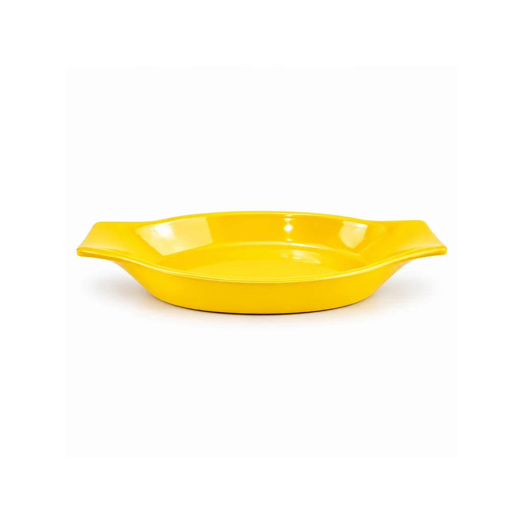 Blaze Casa 10-Inch Melamine Boat-Shaped Serving Dish - Red, Yellow & Black
