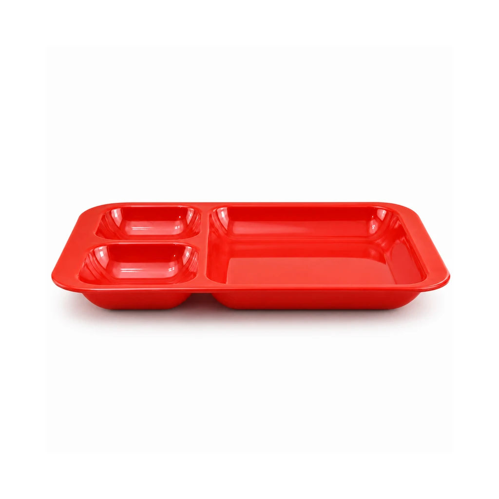Blaze 3-Portion Melamine Tray - Red, Yellow & Black