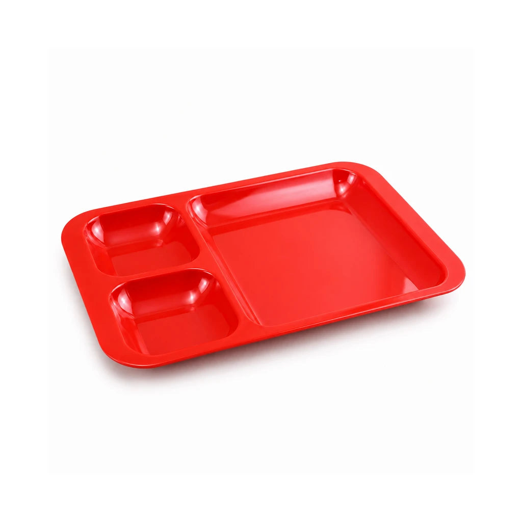 Blaze 3-Portion Melamine Tray - Red, Yellow & Black