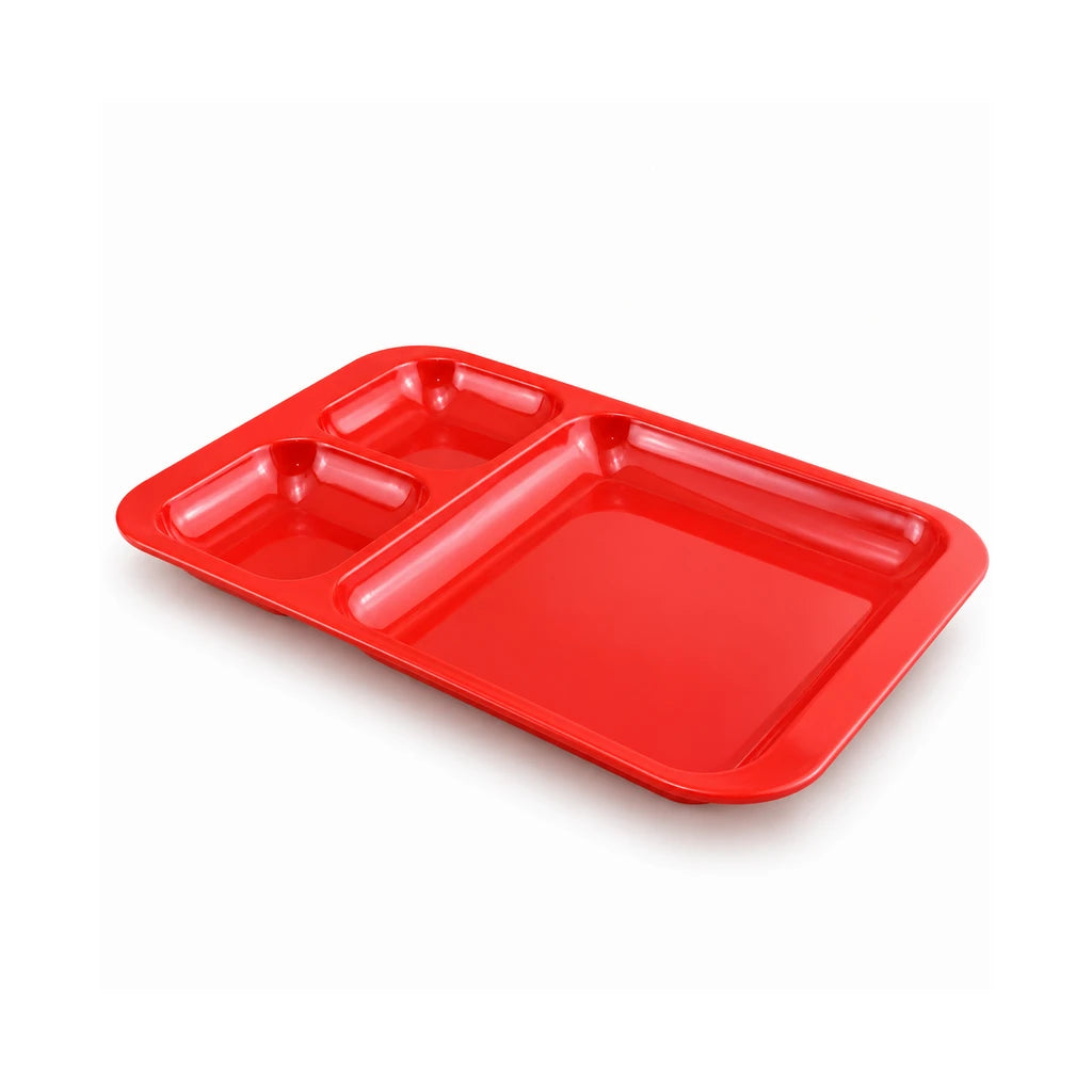 Blaze 3-Portion Melamine Tray - Red, Yellow & Black
