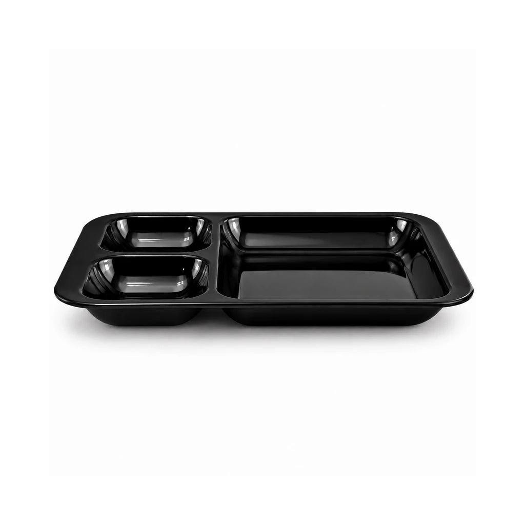Blaze 3-Portion Melamine Tray - Red, Yellow & Black