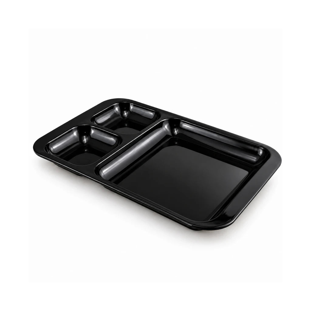 Blaze 3-Portion Melamine Tray - Red, Yellow & Black