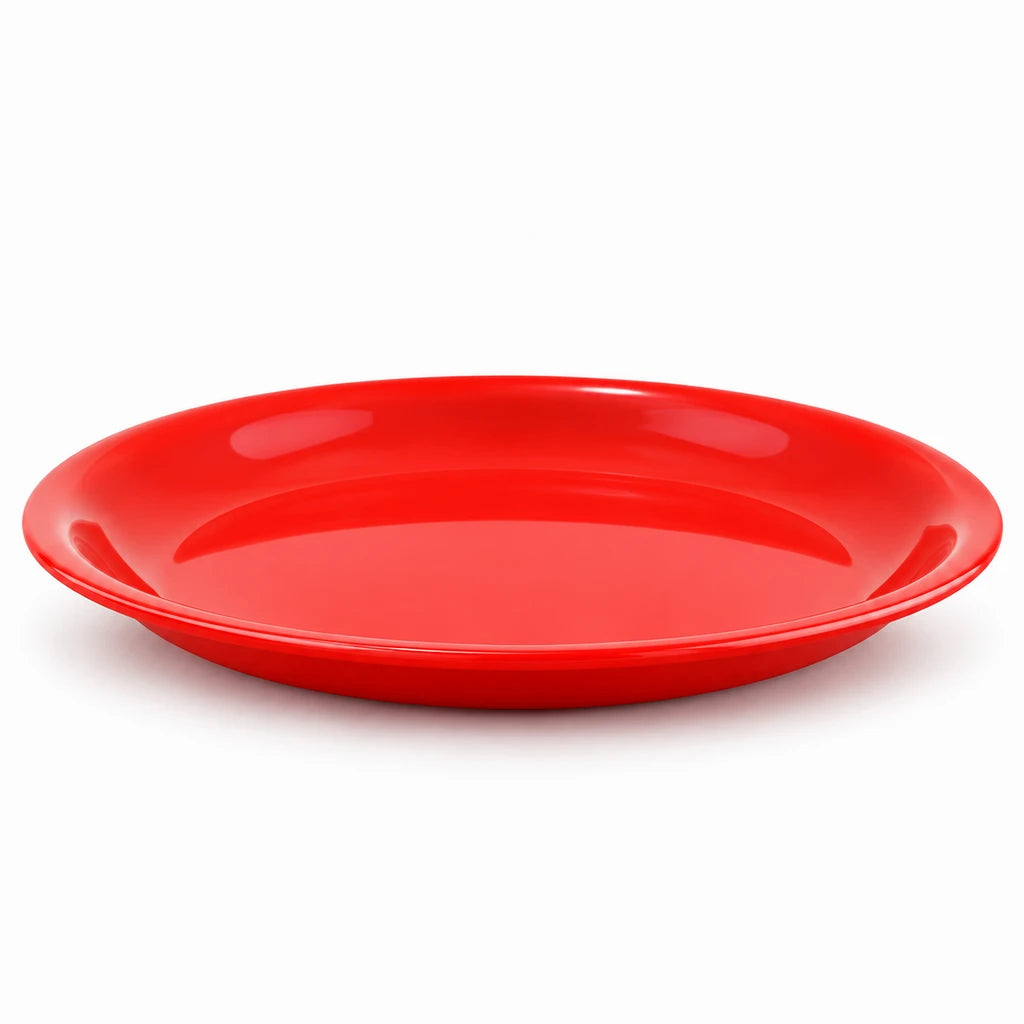 Blaze 14-Inch Melamine Round Tray - Red, Yellow & Black