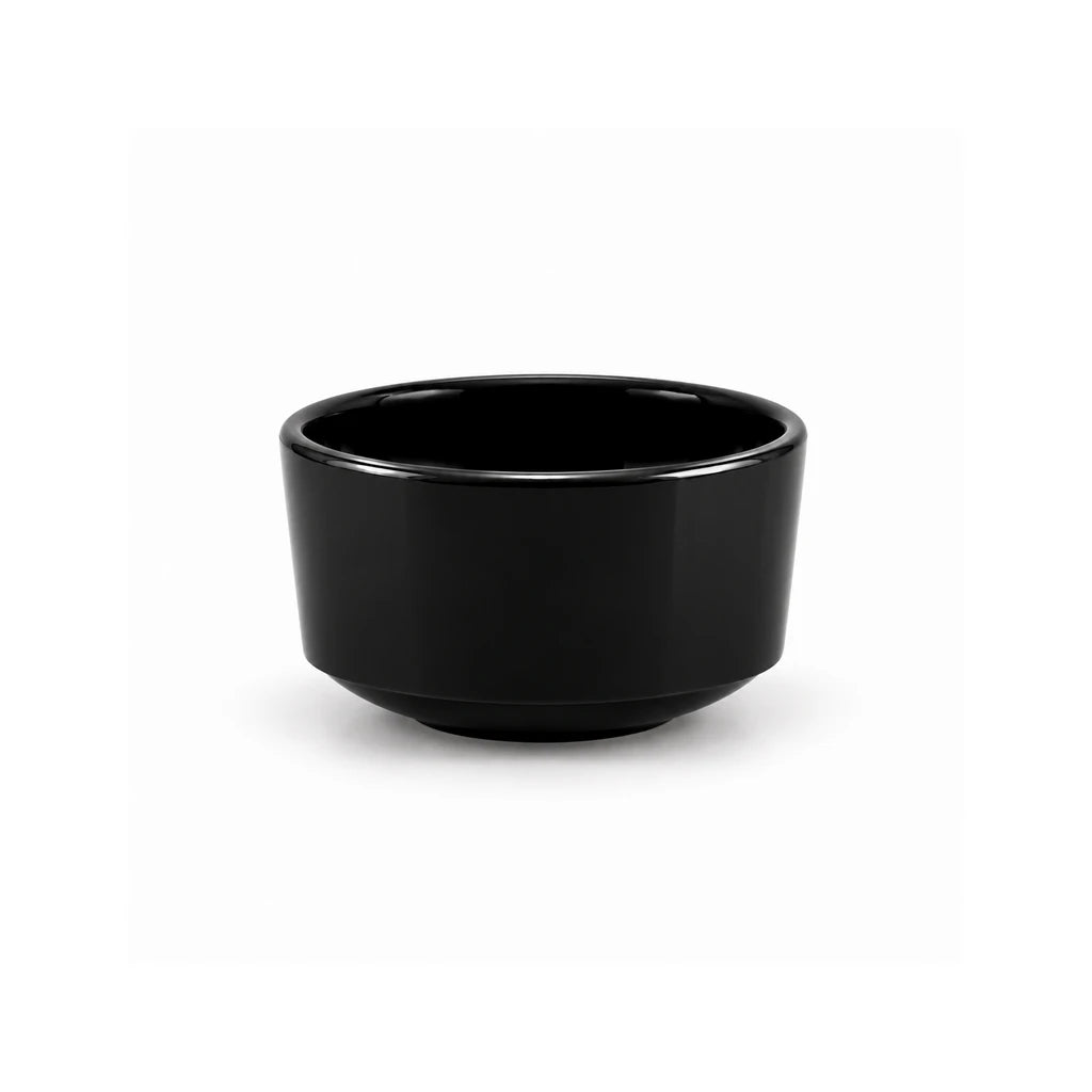 Blaze Mel Melamine Black Bowl, Spoon & Saucer - Individual Pieces or Set