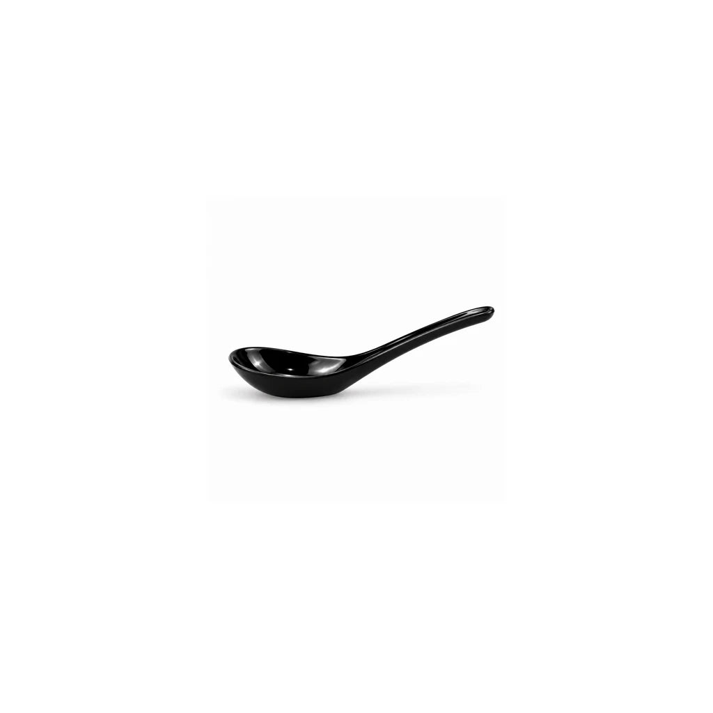 Blaze Mel Melamine Black Bowl, Spoon & Saucer - Individual Pieces or Set