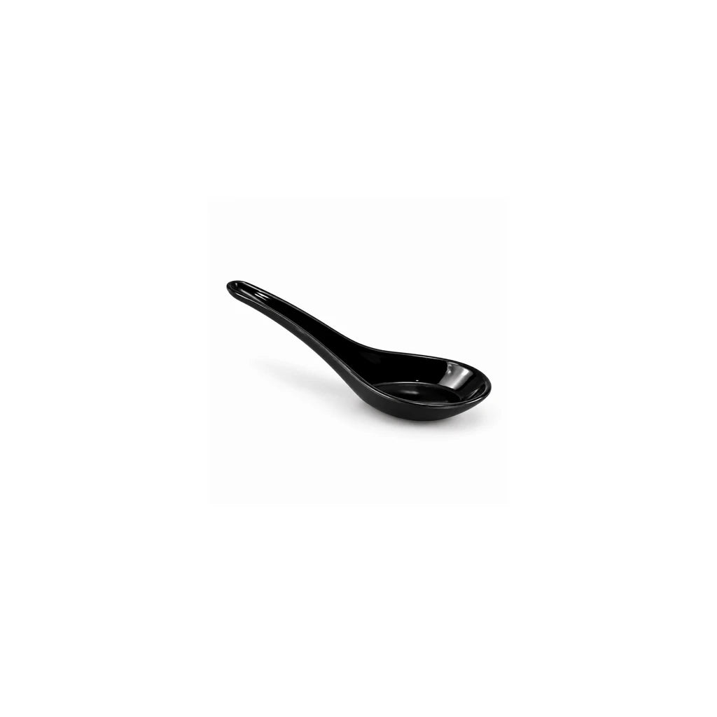 Blaze Mel Melamine Black Bowl, Spoon & Saucer - Individual Pieces or Set
