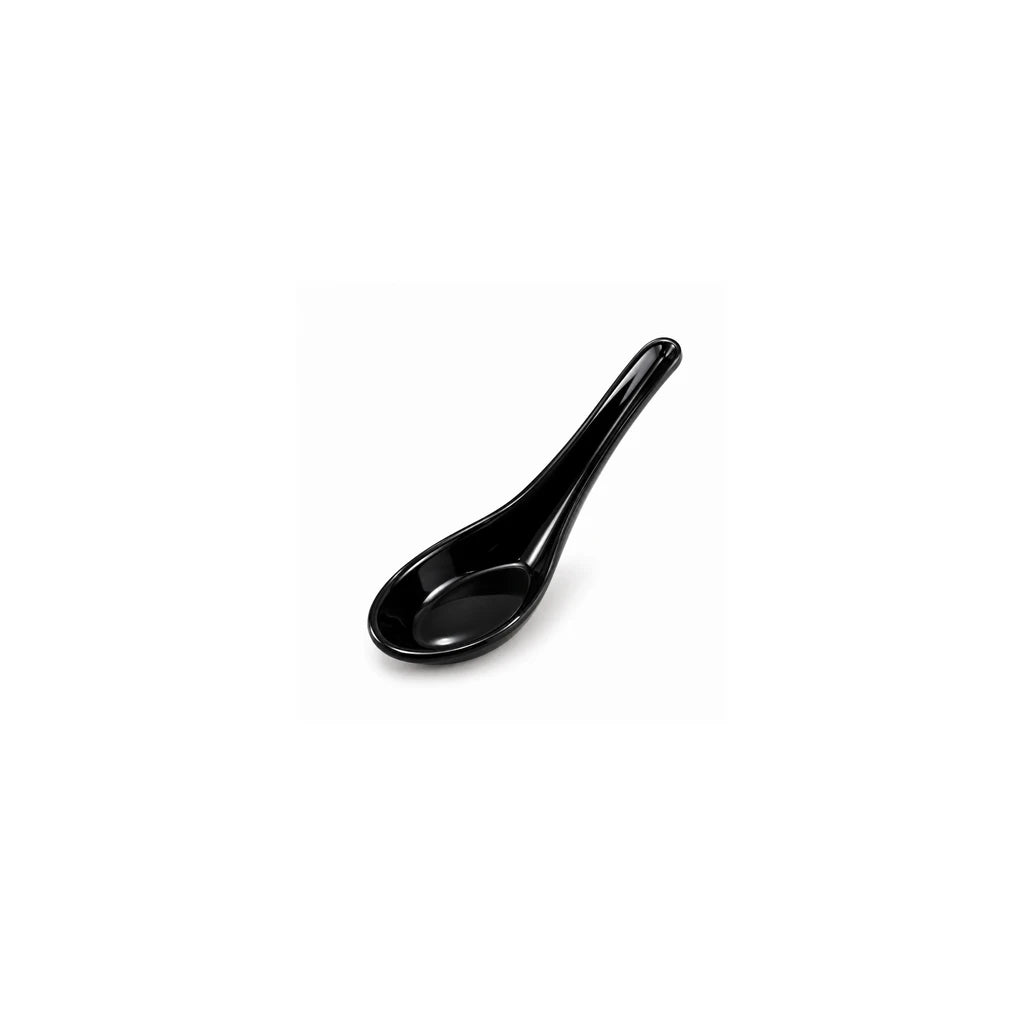 Blaze Mel Melamine Black Bowl, Spoon & Saucer - Individual Pieces or Set