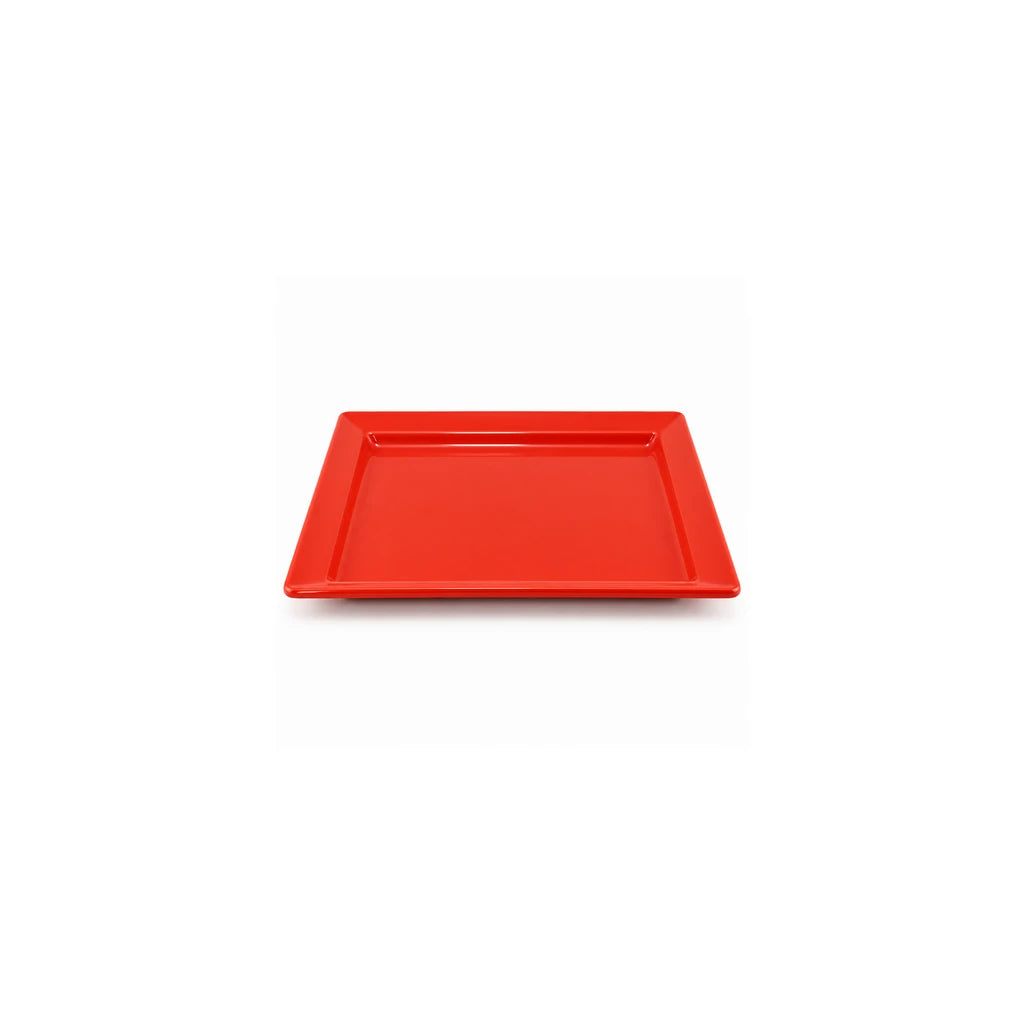 Blaze Rio 7.5-Inch Melamine Square Flat Plate - Red, Yellow & Black