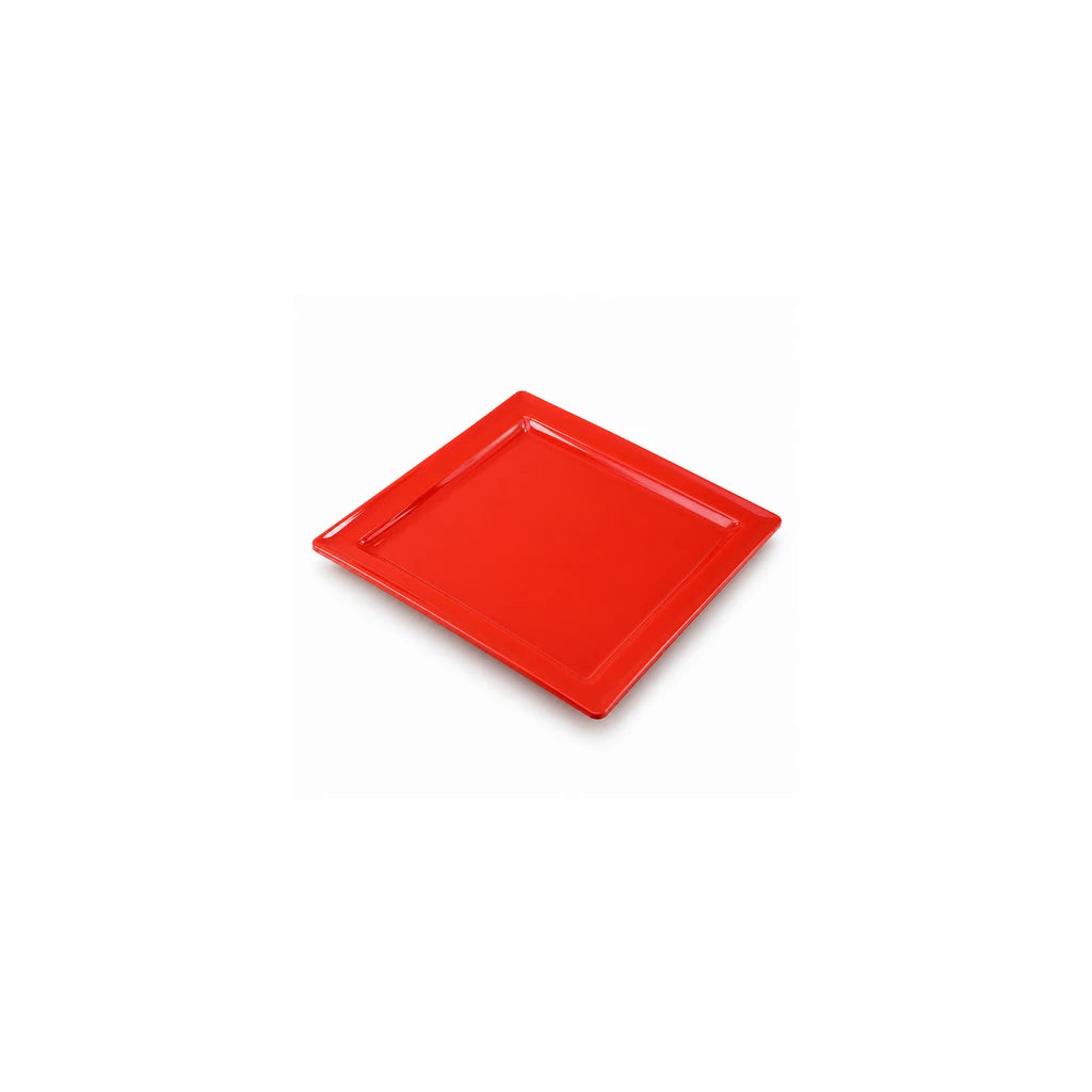 Blaze Rio 7.5-Inch Melamine Square Flat Plate - Red, Yellow & Black