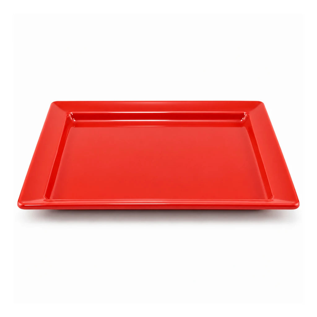Blaze Rio 10-Inch Melamine Square Flat Plate - Red, Yellow & Black